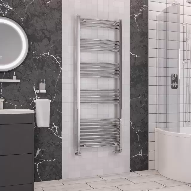 Alt Tag Template: Buy Eastbrook Wendover Curved Steel Chrome Heated Towel Rail 1600mm H x 750mm W Electric Only - Thermostatic by Eastbrook for only £391.78 in Eastbrook Co., Electric Thermostatic Towel Rails Vertical at Main Website Store, Main Website. Shop Now