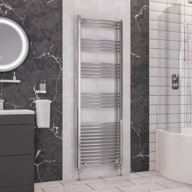 Alt Tag Template: Buy Eastbrook Wendover Curved Steel Chrome Heated Towel Rail 1600mm H x 600mm W Electric Only - Thermostatic by Eastbrook for only £343.39 in Eastbrook Co., Electric Thermostatic Towel Rails Vertical at Main Website Store, Main Website. Shop Now