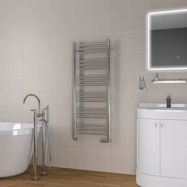 Alt Tag Template: Buy Eastbrook Biava Round Steel Chrome Heated Towel Rail 1200mm H x 500mm W Dual Fuel - Standard by Eastbrook for only £368.90 in Eastbrook Co., Dual Fuel Standard Towel Rails at Main Website Store, Main Website. Shop Now
