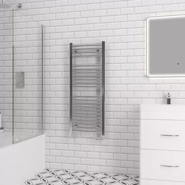 Alt Tag Template: Buy Eastbrook Biava Multirail Steel Chrome Curved Heated Towel Rail 1118mm H x 450mm W Dual Fuel - Thermostatic by Eastbrook for only £405.92 in Eastbrook Co., Dual Fuel Thermostatic Towel Rails at Main Website Store, Main Website. Shop Now