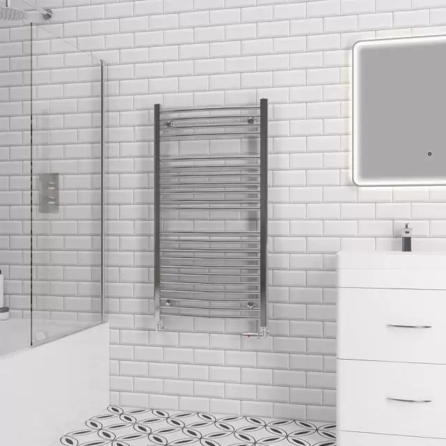 Alt Tag Template: Buy Eastbrook Biava Multirail Steel Chrome Curved Heated Towel Rail 1118mm H x 600mm W Dual Fuel - Thermostatic by Eastbrook for only £426.53 in Eastbrook Co., Dual Fuel Thermostatic Towel Rails at Main Website Store, Main Website. Shop Now