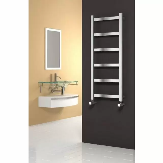 Alt Tag Template: Buy Reina Mina Brushed Stainless Steel Designer Heated Towel Rail 750mm H x 480mm W Electric Only - Standard by Reina for only £278.32 in Electric Standard Designer Towel Rails at Main Website Store, Main Website. Shop Now
