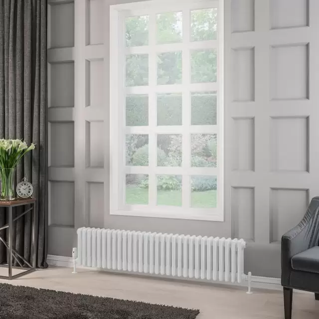Alt Tag Template: Buy Eastbrook Rivassa Steel White 3 Column Horizontal Radiator 300mm H x 1373mm W Dual Fuel - Thermostatic by Eastbrook for only £717.34 in Eastbrook Co., Dual Fuel Thermostatic Horizontal Radiators at Main Website Store, Main Website. Shop Now