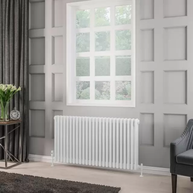 Alt Tag Template: Buy Eastbrook Rivassa Steel White 3 Column Horizontal Radiator 600mm H x 1148mm W Dual Fuel - Thermostatic by Eastbrook for only £746.02 in Eastbrook Co., Dual Fuel Thermostatic Horizontal Radiators at Main Website Store, Main Website. Shop Now