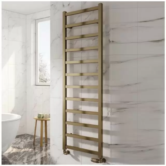 Alt Tag Template: Buy Reina Fano Aluminium Designer Heated Towel Rail 1240mm H x 485mm W Bronze Satin Dual Fuel - Standard by Reina for only £409.92 in Reina, Dual Fuel Standard Towel Rails at Main Website Store, Main Website. Shop Now