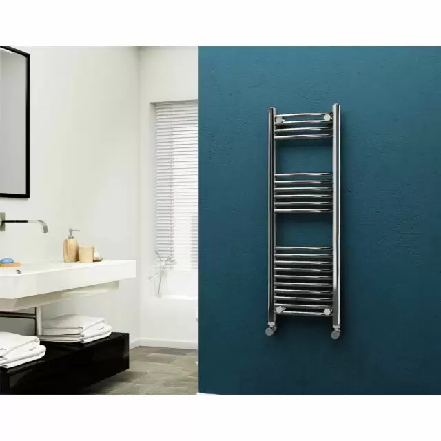 Alt Tag Template: Buy Eastgate 22mm Steel Curved Chrome Heated Towel Rail 1200mm H x 400mm W - Electric Only - Thermostatic, 1595 BTUs by Eastgate for only £257.09 in Electric Thermostatic Towel Rails Vertical at Main Website Store, Main Website. Shop Now