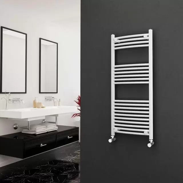 Alt Tag Template: Buy Eastgate 22mm Steel Curved White Heated Towel Rail 1200mm H x 500mm W - Electric Only - Standard by Eastgate for only £173.96 in White Electric Heated Towel Rails, Curved White Electric Heated Towel Rails at Main Website Store, Main Website. Shop Now