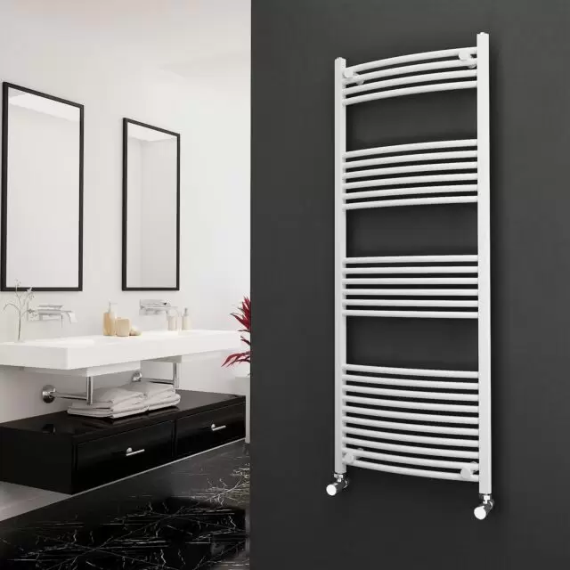 Alt Tag Template: Buy Eastgate 22mm Steel Curved White Heated Towel Rail 1600mm H x 600mm W - Electric Only - Thermostatic by Eastgate for only £249.65 in Electric Thermostatic Towel Rails Vertical at Main Website Store, Main Website. Shop Now
