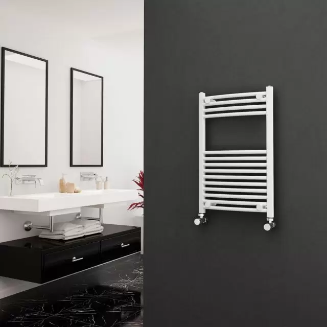 Alt Tag Template: Buy Eastgate 22mm Steel Curved White Heated Towel Rail 800mm H x 500mm W - Dual Fuel - Thermostatic by Eastgate for only £227.66 in Dual Fuel Thermostatic Towel Rails at Main Website Store, Main Website. Shop Now
