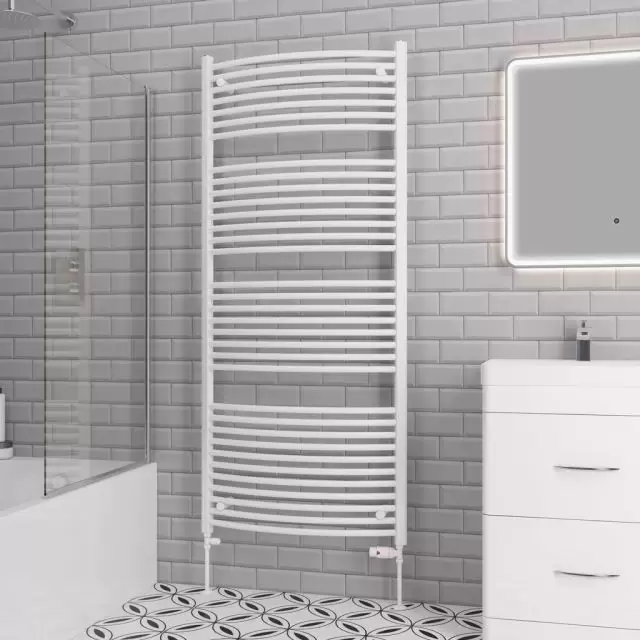 Alt Tag Template: Buy Eastbrook Biava Multirail Steel White Curved Heated Towel Rail 1720mm H x 750mm W Electric Only - Thermostatic by Eastbrook for only £336.22 in Eastbrook Co., Electric Thermostatic Towel Rails Vertical at Main Website Store, Main Website. Shop Now