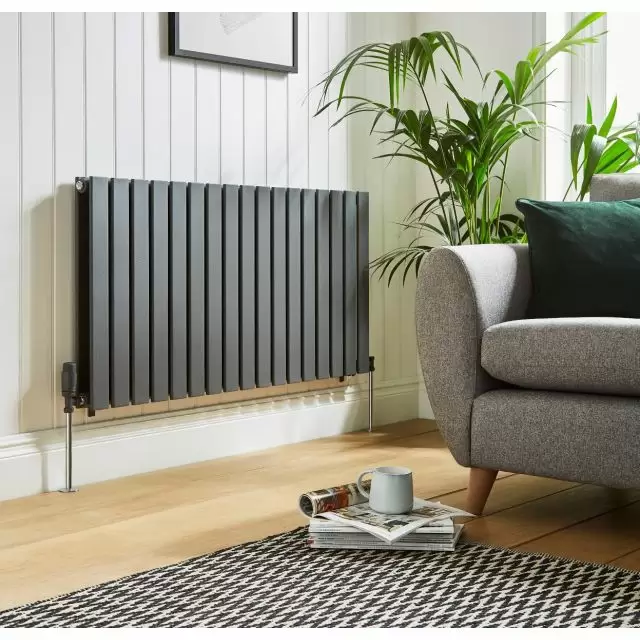 Alt Tag Template: Buy Kartell BOS60-147DA Boston Double Horizontal Radiator 600mm H x 1470mm W, Anthracite by Kartell for only £359.55 in Radiators, View All Radiators, Kartell UK, Designer Radiators, Kartell UK, Kartell UK Radiators, Horizontal Designer Radiators, Anthracite Horizontal Designer Radiators at Main Website Store, Main Website. Shop Now
