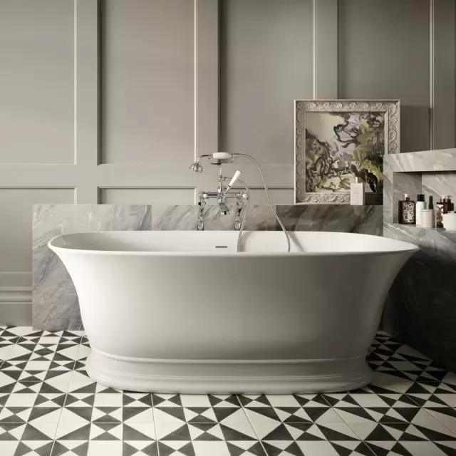 Alt Tag Template: Buy BC Designs Bampton Double Ended Freestanding Bath 1555 x 740mm - Silk Matt White by BC Designs for only £2,500.00 in Autumn Sale, January Sale, Baths, BC Designs, Free Standing Baths, BC Designs Baths, Modern Freestanding Baths at Main Website Store, Main Website. Shop Now