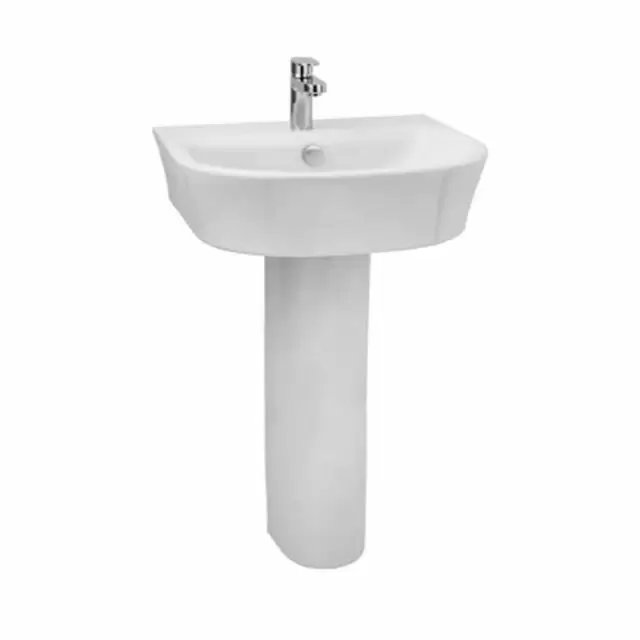Alt Tag Template: Buy Kartell Eklipse Round Style 550mm Basin 1 Tap Hole with Full Padestal , White Finish by Kartell for only £143.00 in Suites, Basins, Bathroom Accessories, Kartell UK, Toilets and Basin Suites, Kartell UK Bathrooms, Pedestal Basins, Kartell UK Baths, Kartell UK - Toilets at Main Website Store, Main Website. Shop Now