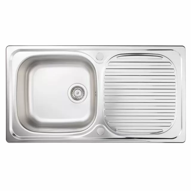 Alt Tag Template: Buy Reginox Oulton 1 Bowl Stainless Steel Kitchen Sink with Drainer by Reginox for only £117.06 in Autumn Sale, January Sale, Kitchen, Kitchen Sinks, Stainless Steel Kitchen Sinks, Kitchen Sink Wastes at Main Website Store, Main Website. Shop Now