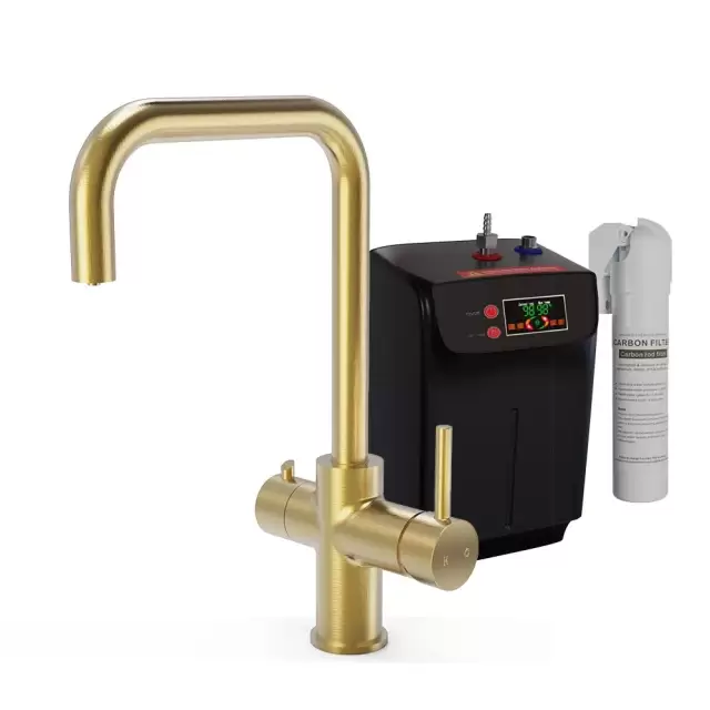 Alt Tag Template: Buy Ellsi 3 in 1 Instant Boiling Hot Water Kitchen Sink Mixer Tap, Brushed Gold Finish by Ellsi for only £356.91 in Kitchen, Kitchen Taps, ELLSI Designer Sinks & Taps, ELLSI Hot Water Taps, Instant boiling water tap at Main Website Store, Main Website. Shop Now