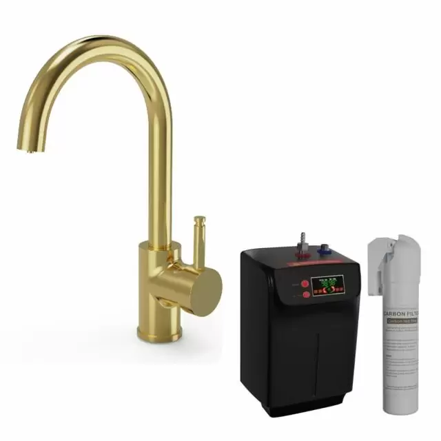 Alt Tag Template: Buy Ellsi Sole Single Lever 3 in 1 Instant Hot Water Kitchen Tap, Brushed Brass Finish by Ellsi for only £490.50 in Kitchen, Kitchen Taps, ELLSI Designer Sinks & Taps, ELLSI Hot Water Taps, Instant boiling water tap at Main Website Store, Main Website. Shop Now