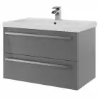 Alt Tag Template: Buy Kartell 2 Drawer Wall Mounted Cabinet with Mid Depth Ceramic Basin 800mm x 450mm, Storm Grey Gloss by Kartell for only £394.50 in Suites, Furniture, Bathroom Cabinets & Storage, WC & Basin Complete Units, Kartell UK, Basins, Modern WC & Basin Units, Kartell UK Bathrooms, Modern Bathroom Cabinets, Kartell UK Baths at Main Website Store, Main Website. Shop Now