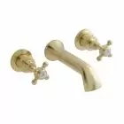 Alt Tag Template: Buy BC Designs Brass Victrion Crosshead 3 Hole Wall Mount Bath Filler Tap, Brushed Gold Finish by BC Designs for only £388.00 in Shop By Brand, Taps & Wastes, BC Designs, Bath Taps, Bath Mixer/Fillers, Wall Mounted Bath Taps, BC Designs Wastes & Accessories, Bath Mixer, BC Designs Taps, Fillers at Main Website Store, Main Website. Shop Now