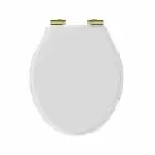 Alt Tag Template: Buy BC Designs VCTS005BG Victrion Matt White Soft Close Toilet Seat, Brushed Gold Hinges by BC Designs for only £197.34 in Shop By Brand, Bathroom Accessories, Toilet Accessories, BC Designs, Toilet Seats, BC Designs Wastes & Accessories, Toilet Seats at Main Website Store, Main Website. Shop Now