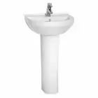 Alt Tag Template: Buy Kartell K-Vit Style 1 Tap Hole Round Basin with Full Pedestal 550mm, White by Kartell for only £151.50 in Taps & Wastes, Suites, Basins, Kartell UK, Basin Taps, Pedestal Basins at Main Website Store, Main Website. Shop Now
